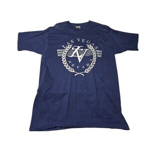 Vintage Las Vegas Crest Navy Graphic T-Shirt Men's Medium FOTL Faded
